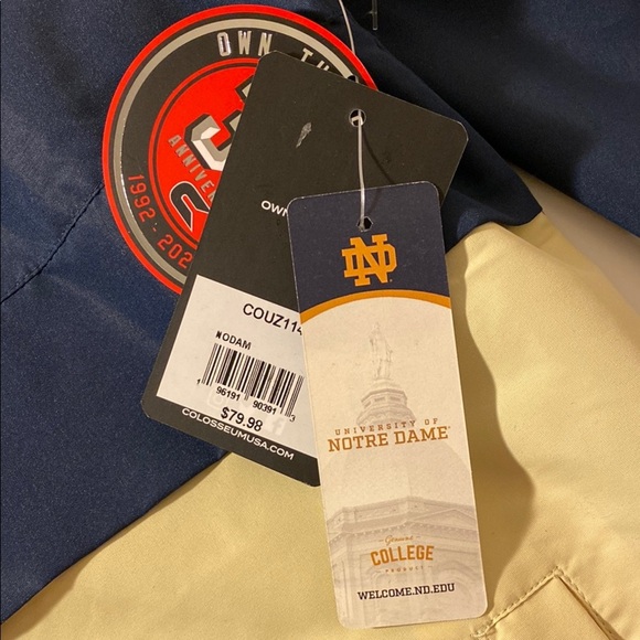 Notre Dame 1/4 Zip Navy Blue & Tan Jacket Windbreaker NWT - Picture 7 of 10